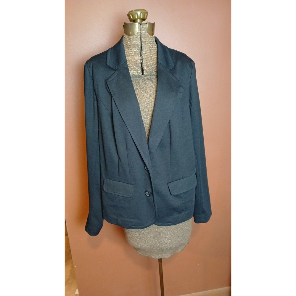 Lane Bryant Black Peplum Knit Blazer Jacket Size 16 Stretch Career Workwear